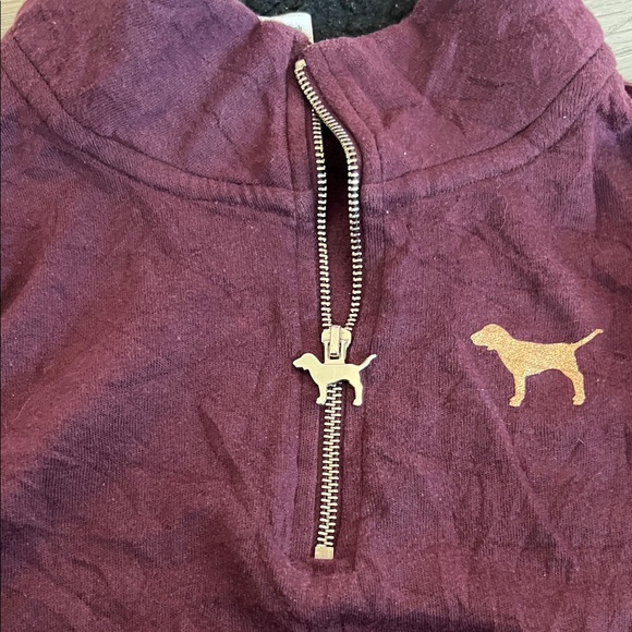 PINK Victoria's Secret Vintage Maroon Quarter-Zip Hoodie Size Large - Picture 5 of 9
